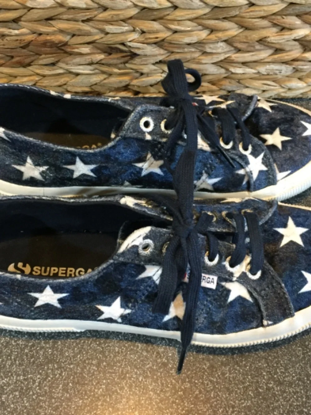 Superga Navy Blue Star Print Sneakers